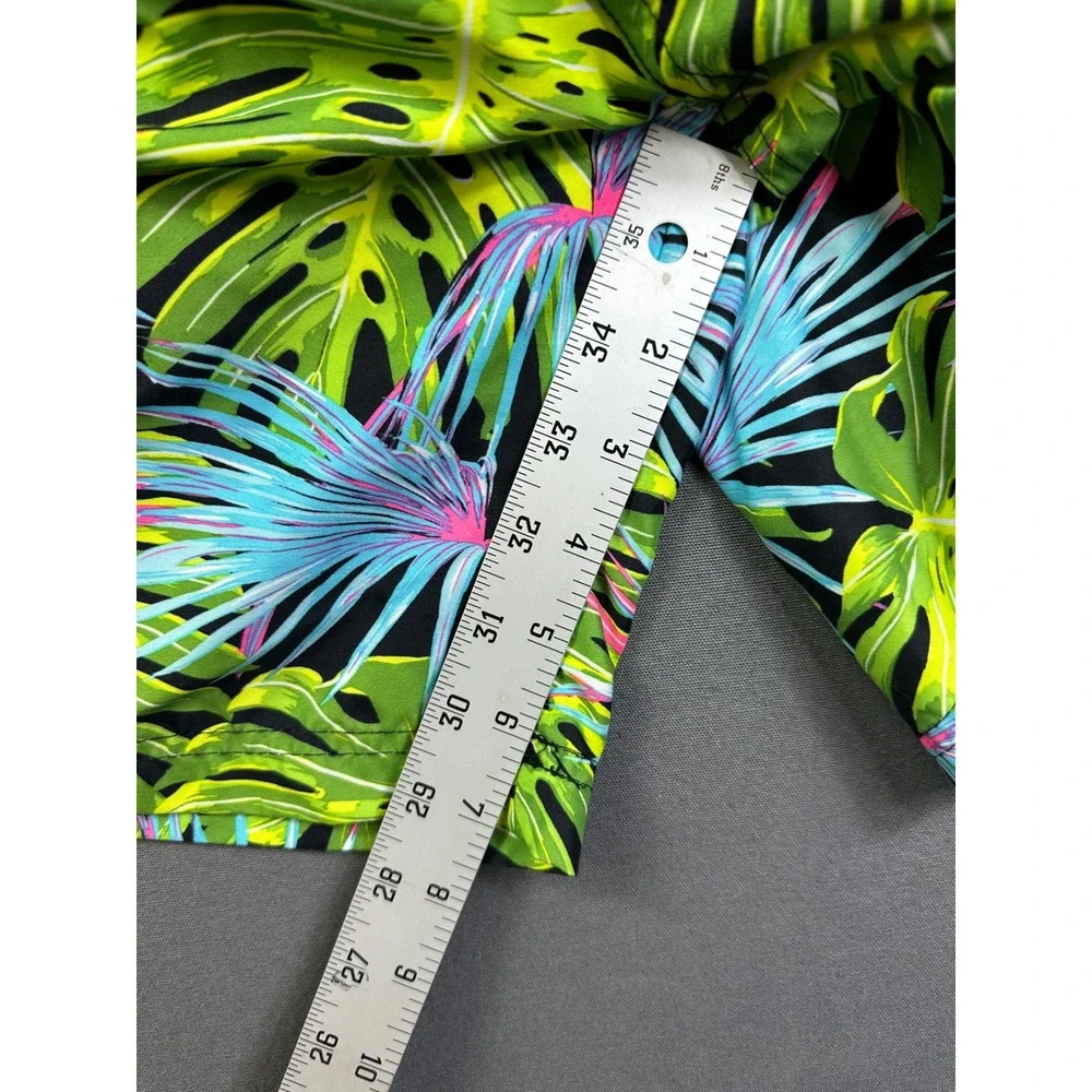 Faded Glory Men‎ Tropical Leaf Swim Trunks Black Green Large 36-38 Board Shorts